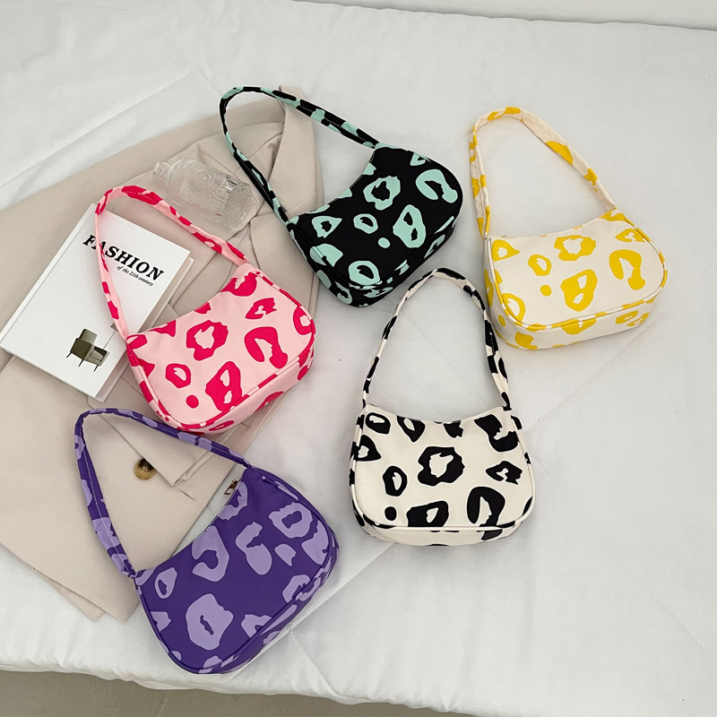 Female Ins Vintage Small Shoulder Bag Girl Cute Beach Tote Bag Fashion Leopard Print Purses and Handbags