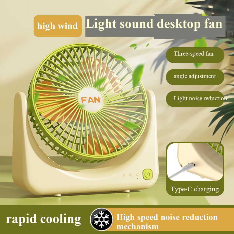 - Quiet USB Rechargeable Mini Fan Portable Desktop Home Fan for Student Office