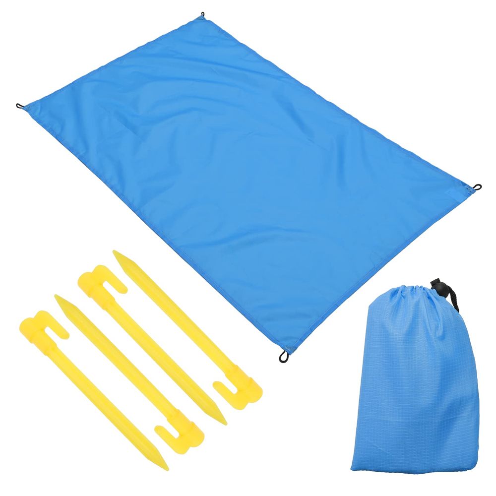 X2301 Beach Mat Sand Free Waterproof Outdoor Blanket for Grass Solid Blue Picnic Mat Lightweight Waterproof Floor Mat Mini Folding Beach Mat 140x200CM for Bench Camping Picnic Fishing