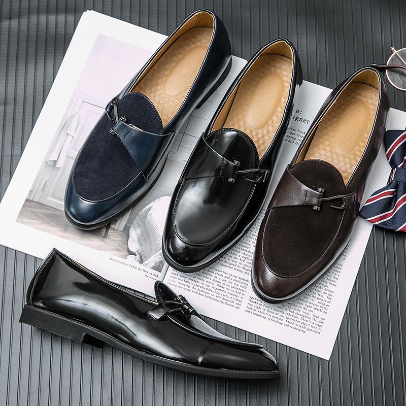Men's Driving Moccasins British Style Slip-On Loafers Breathable Casual Shoes Bean Sole Leather Shoes for Men
