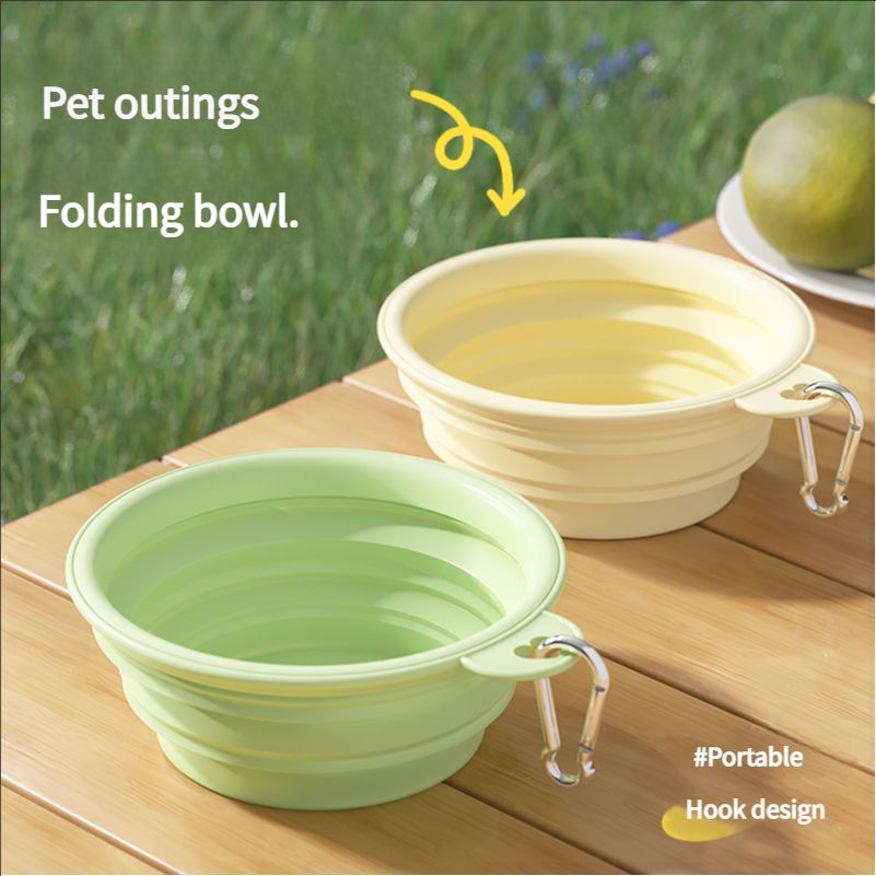 Portable folding drinking bowl, portable dog bowl, outdoor drinking water bowl, dog food bowl, silicone pet bowl, drinking water products