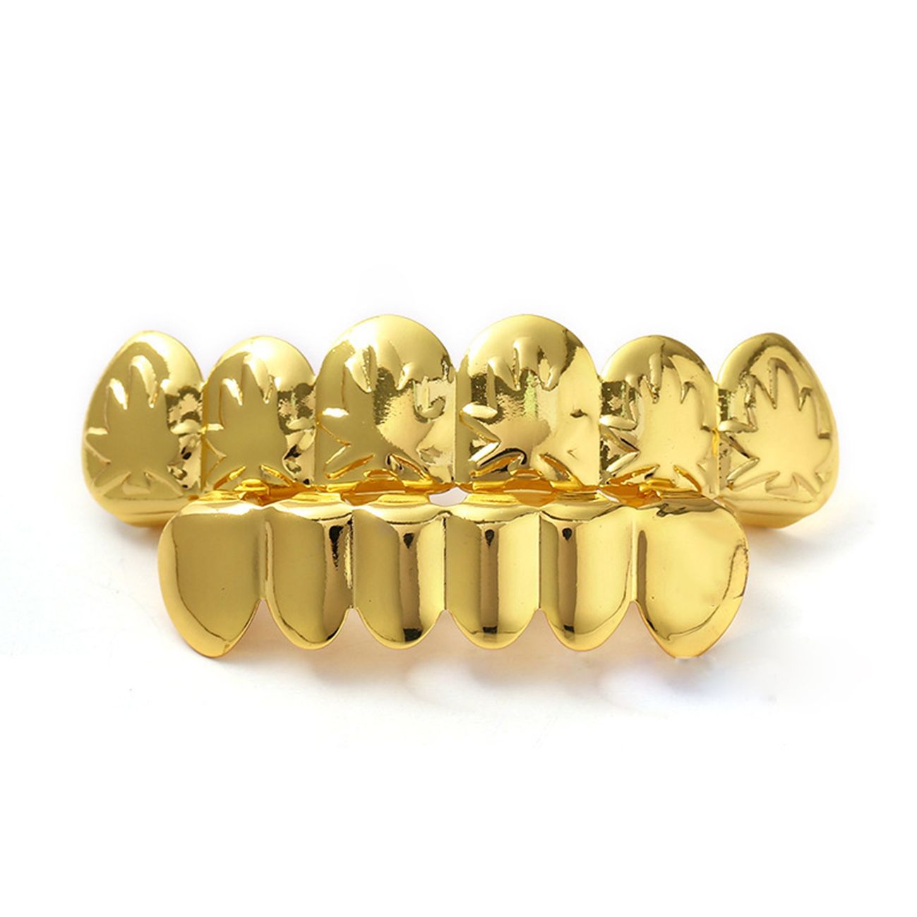 Gold/Silver Maple Leaf Grillz - Hip Hop Gold Teeth Grillz,Silver Teeth,Gold Braces,Silver Braces,Gold Grillz,Silver Grillzgold set