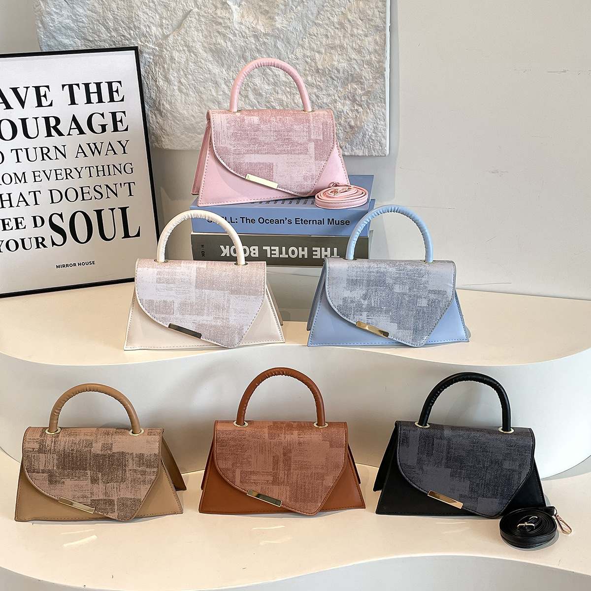 Minimalist Women Handbag Versatile Fashion Textured Ladies Crossbody Small Square Bag Elegant Purse for Daily Commuting Shopping Dating Casual Outing
