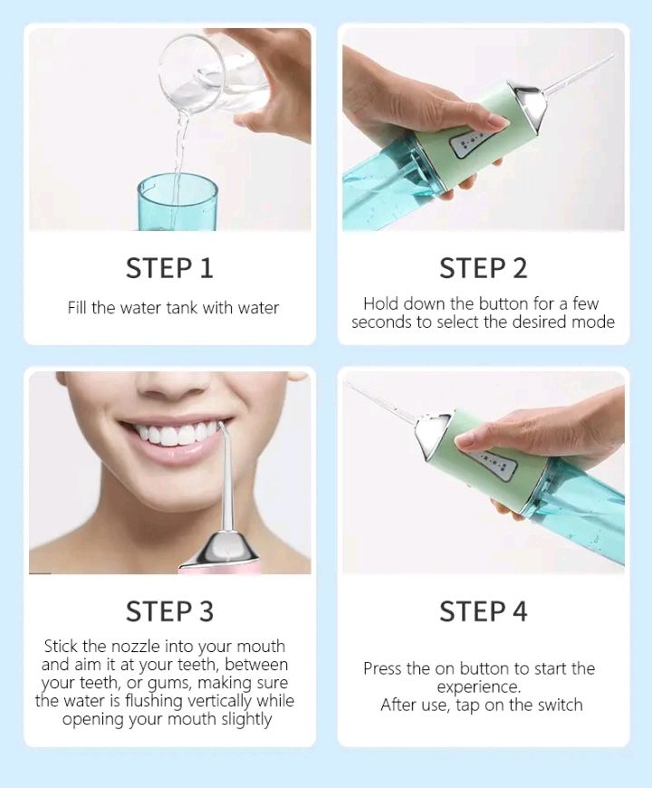 Dental Water Flosser Oral Irrigator Rechargeable Teeth Cleaner