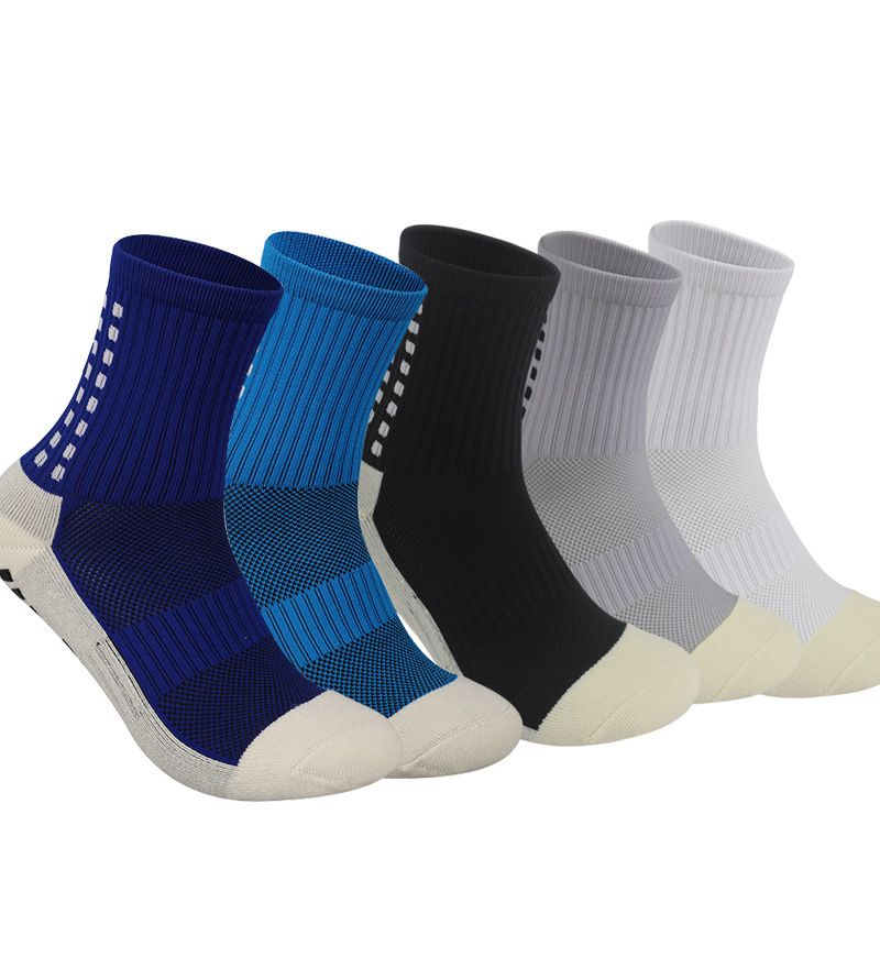 Non-Slip Grip Soccer Socks, Cushioned Mid-Calf Athletic Socks for Men, Anti-Slip Breathable Running Sports Socks with Grip for Football, Cycling, Hiking