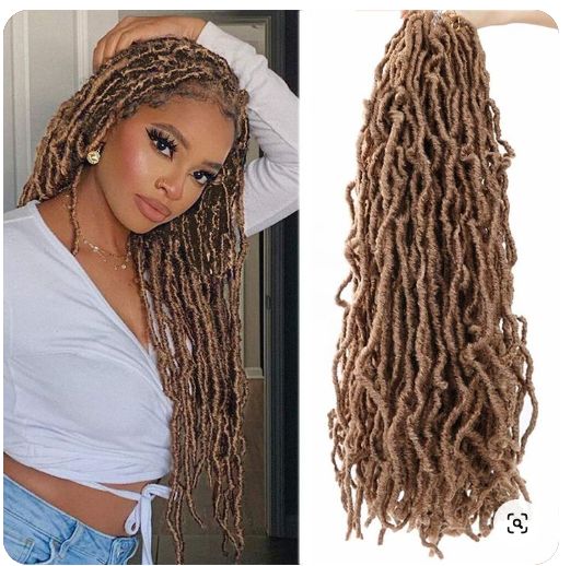 Obaasima Strands Faux Locs Crochet Braids Hair- Pre Looped Soft Dreadlocks Braiding Hair Faux Locs Pack- Soft Locs Crochet Hair BROWN (350#)