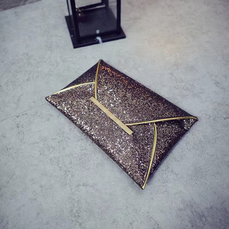 Women's Clutch Bags Fashion bright diamond Square Bag Coffee