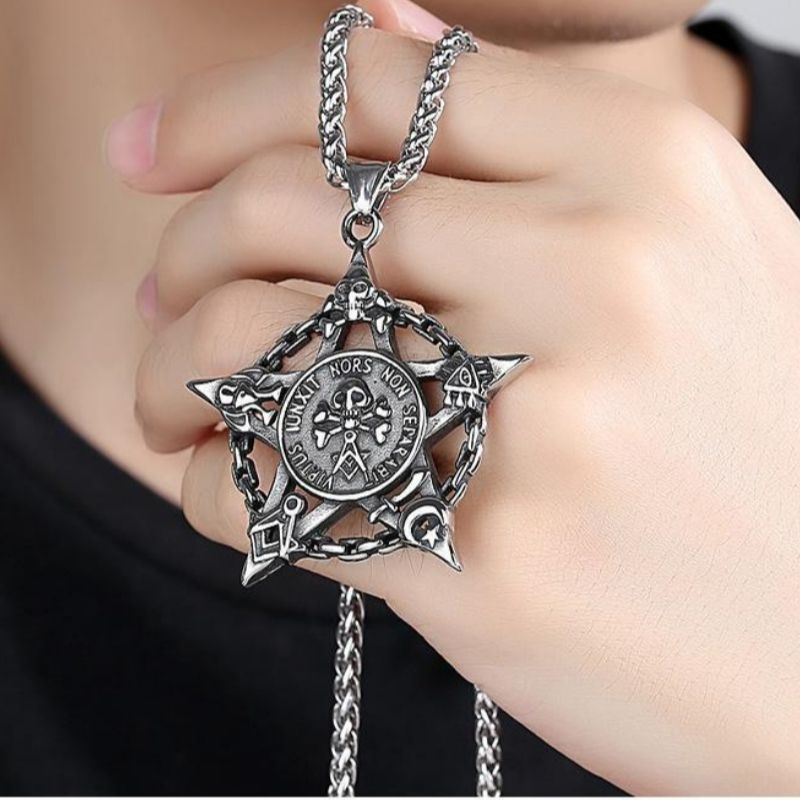 Titanium steel ship rudder hexagonal star necklace CRRSHOP No rust, no fading pendant chain necklace free shipping