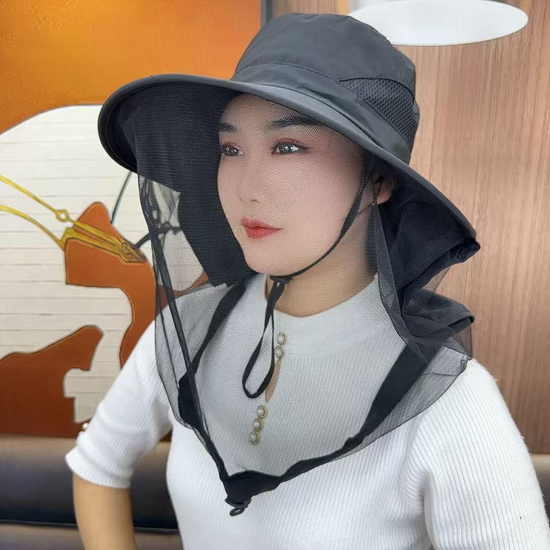 Women's Summer Mesh Face Cover Sun Hat, UPF 50+ Mosquito Proof Wide Brim Bucket Hat with Removable Netting, Breathable Quick Dry Outdoor Sun Cap for Hiking Gardening, 6 Colors Available
