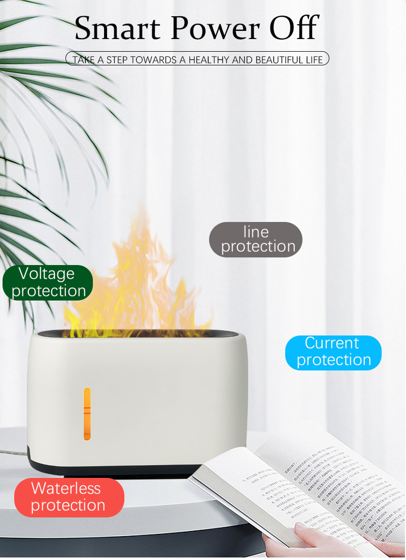 240ml Flame Humidifier Essential Oil Aroma Diffuser with Remote Control RGB Color Lighting Simulate Fire Effect