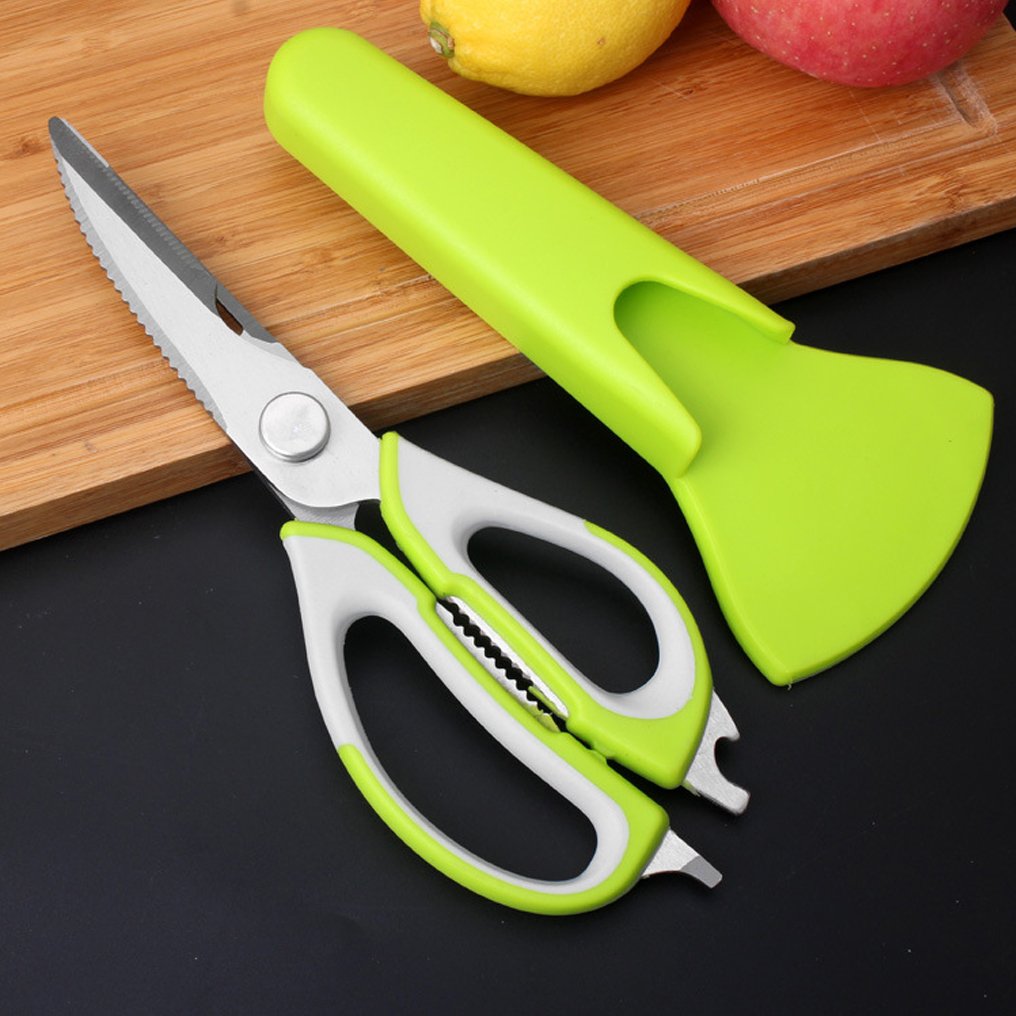 Multifunctional Kitchen Scissors, Multipurpose Stainless Steel Kitchen Shears Heavy Duty Culinary Scissors 8 in 1 Household Scissors with Magnetic Holder for Chicken, Fish, Seafood, BBQ