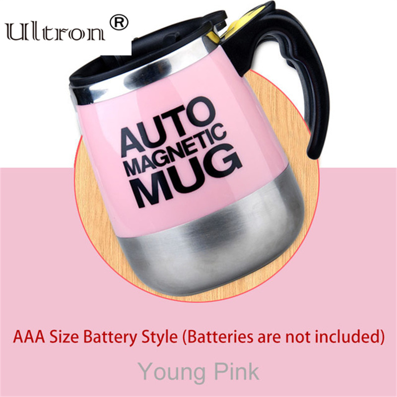 Ultron New Automatic Self Stirring Magnetic Mug 304 Stainless Steel Coffee Milk Mixing Cup Creative Blender Smart Mixer Thermal Cupspink