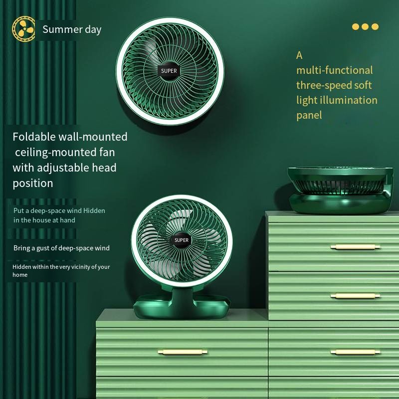 USB Wall Hanging Folding Electric Fan Strong Wind Silent Portable Mini Fan Home Office Desktop Student Dormitory Cooling Fan