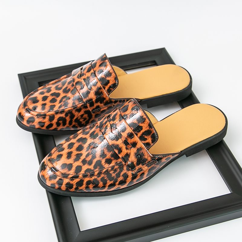 Youth Men Leisure Cool Mules Man Summer Slippers Fashion Casual Leather Loafers Flats Shoes Pu Breathable Slip On Footwears For
