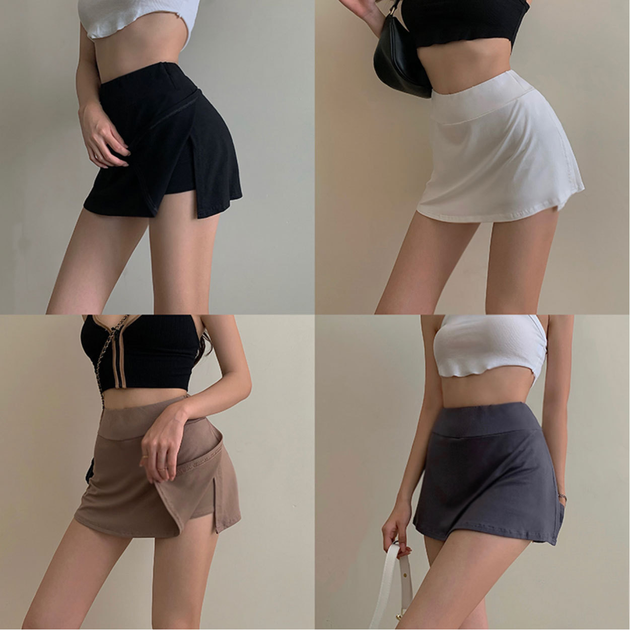 802 Ladies High Waist Sexy Babes Tight Hip Wrap Short Skirt Summer Sports Split A-line Skirt