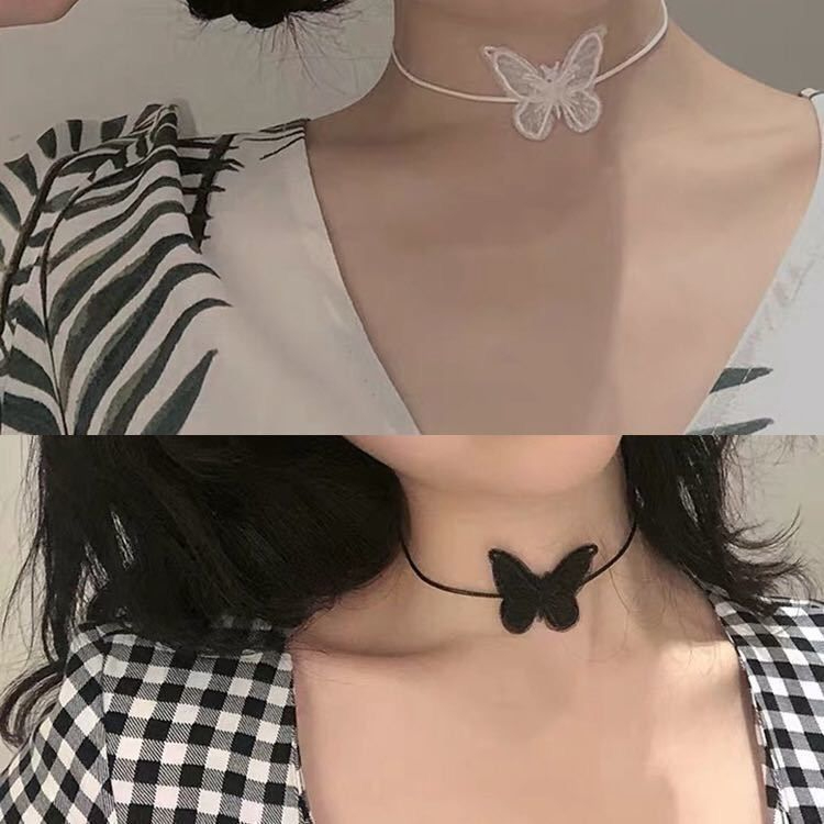 SC9939 Sexy Black Lace Butterfly Chokers Necklaces For Women Summer Fashion Thin Choker Club Party Jewelry New