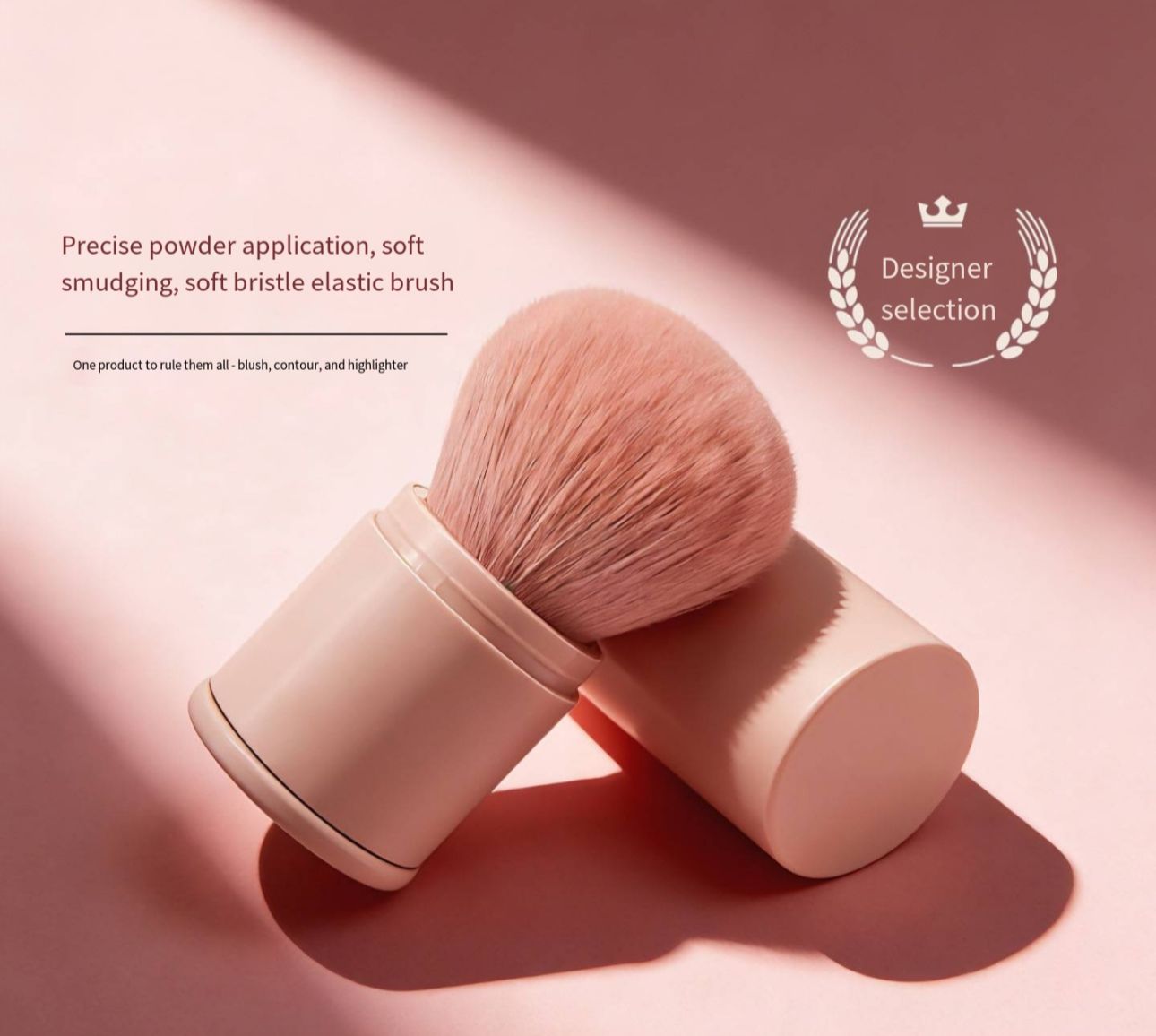Portable Retractable Makeup Brush Telescopic Dust Cover Soft Bristles Blush Loose Setting Powder Brush Mini Travel Facial Cosmetic Beauty Tool for Daily Outdoor Touch Up