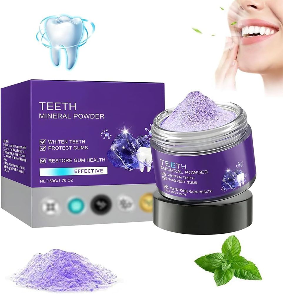 Teeth Restoration Mineral Powder Dental Powder Mineral Tooth Powder Natural Tooth Strengthening & Gum Care Fresh Breath(50g/1.76 oz)