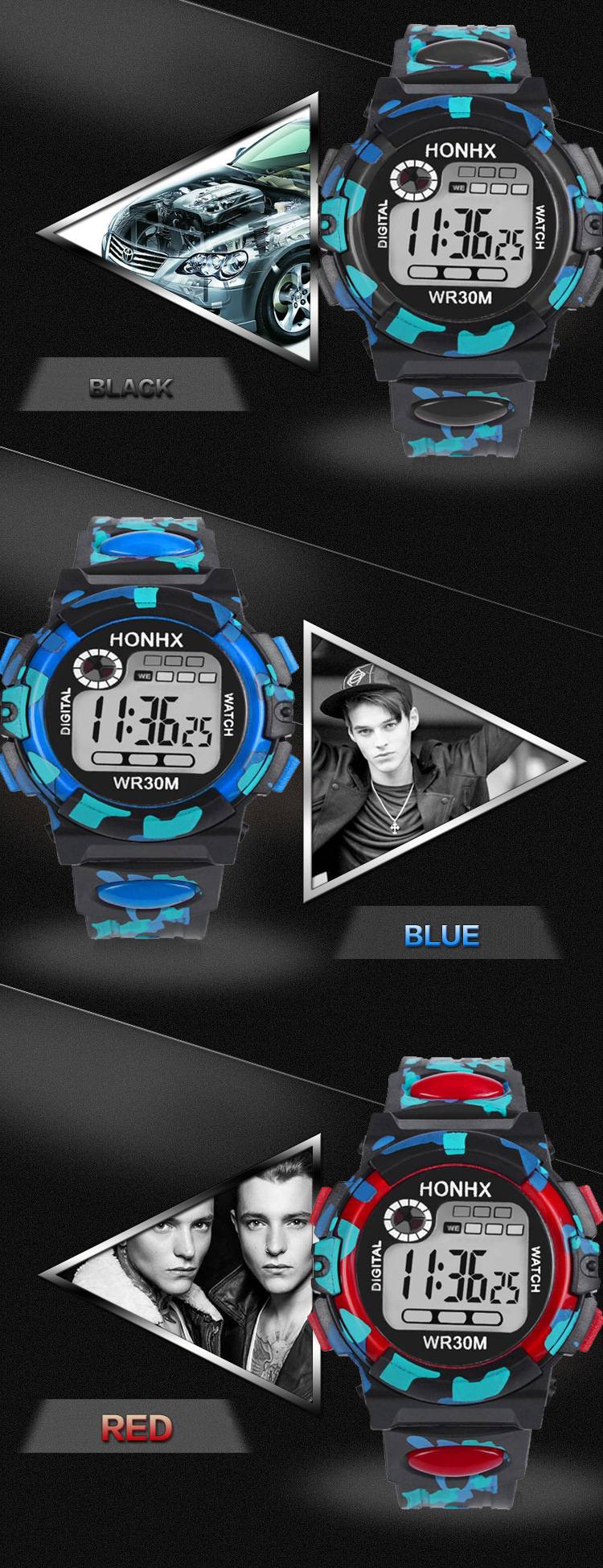 Outdoor Multifunction Chidren Digital Watches Boys Girls Child Rubber Sports Electronic Wrist Watch Kids LED Date Clock Reloj