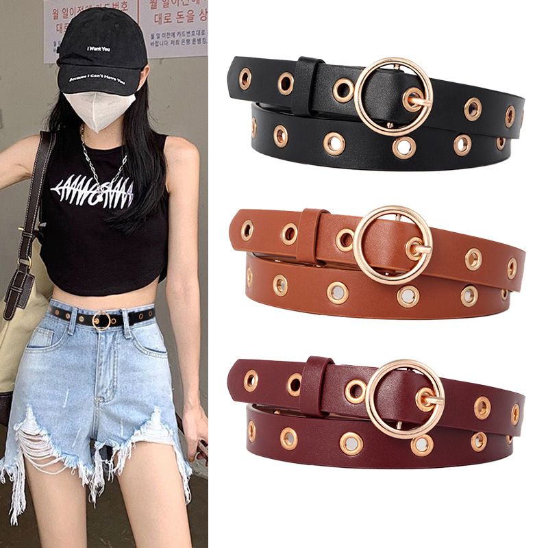 Women's belt hollow free perforation simple fashion street belt 1707