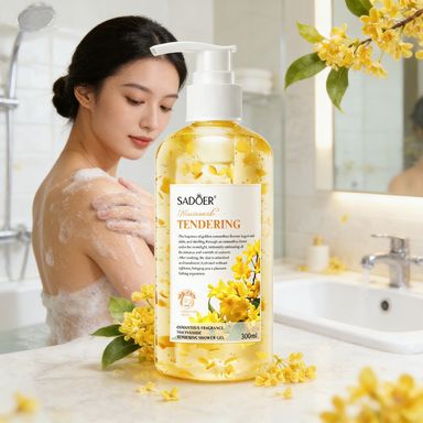 SADOER Osmanthus Fragrance Niacinamide Shower Gel 300ml, Gentle Nourishing & Tendering Body Wash, Long-Lasting Floral Scent, Hydrating & Smoothing for All Skin Types