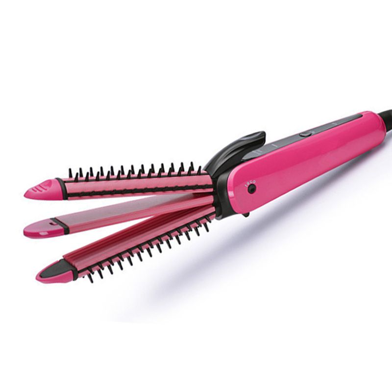 8890 3 in 1 Fashion Curler Flat iron Hair Straightener Curling Hair Brush Comb