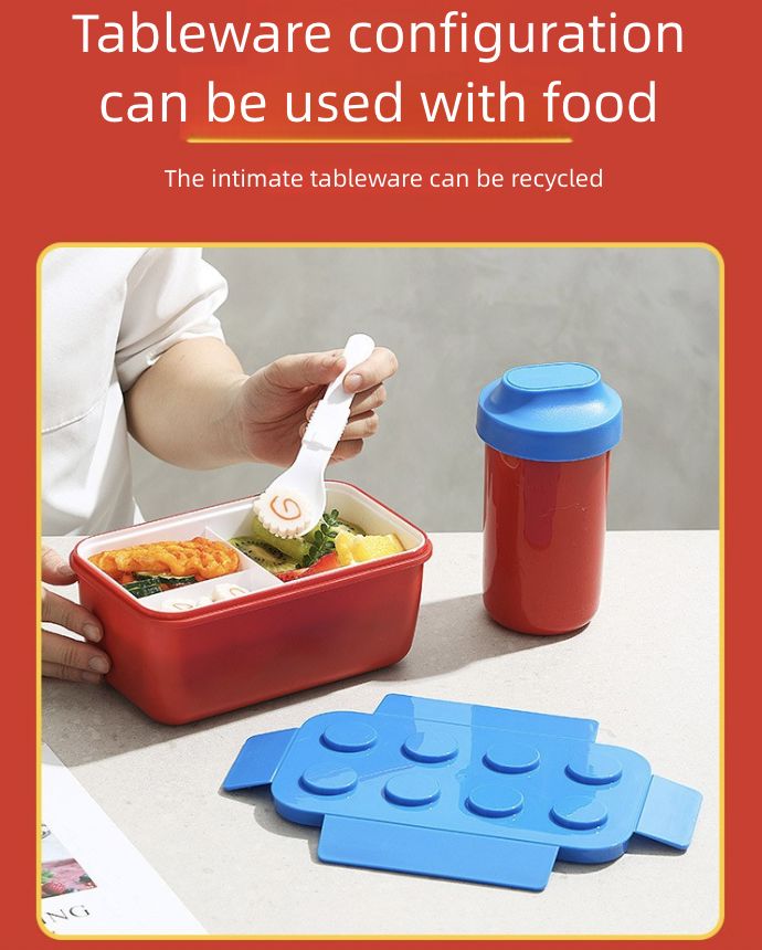 Building Block Lunch Box Picnic Box Children's Salad Box Lunch Box Fruit Box Microwave Heating Kitchen Dining Storage Travel To-Go Food Containers