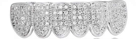 Hip-hop grill crushed ice jewelry braces micro-inlaid zircon personality trend jewelry colorful TeethGrillzSilver lower teeth