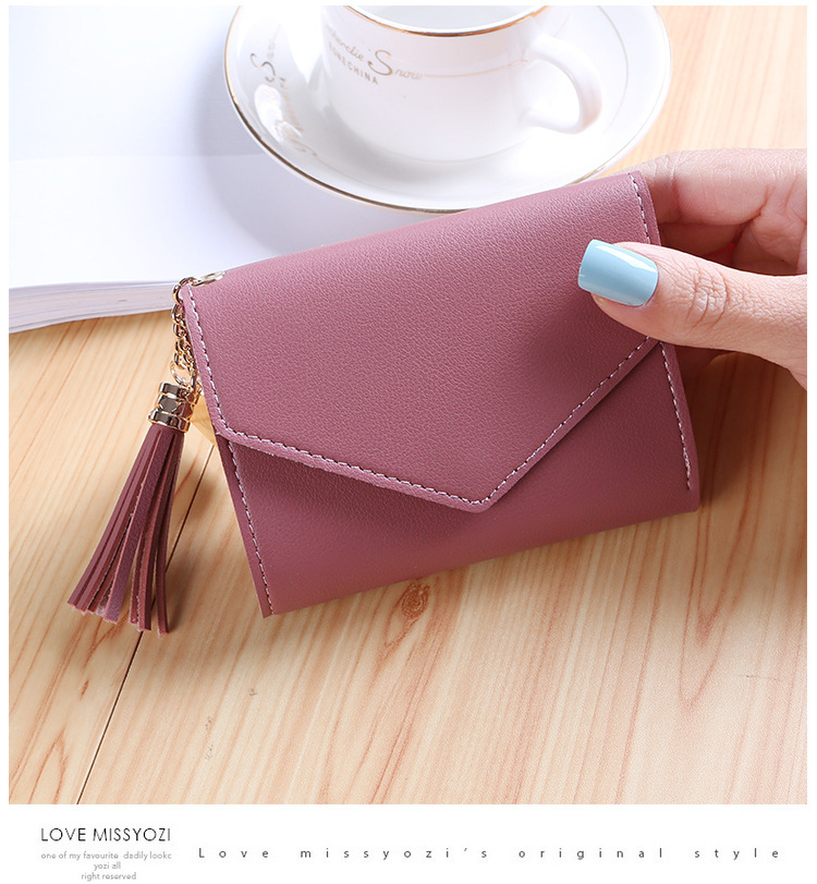 Women Short Tassel Wallet Leather Coin Female Purse Mini Wallets New Korean  Students Lovely Purse Female Small Wallet For Girl