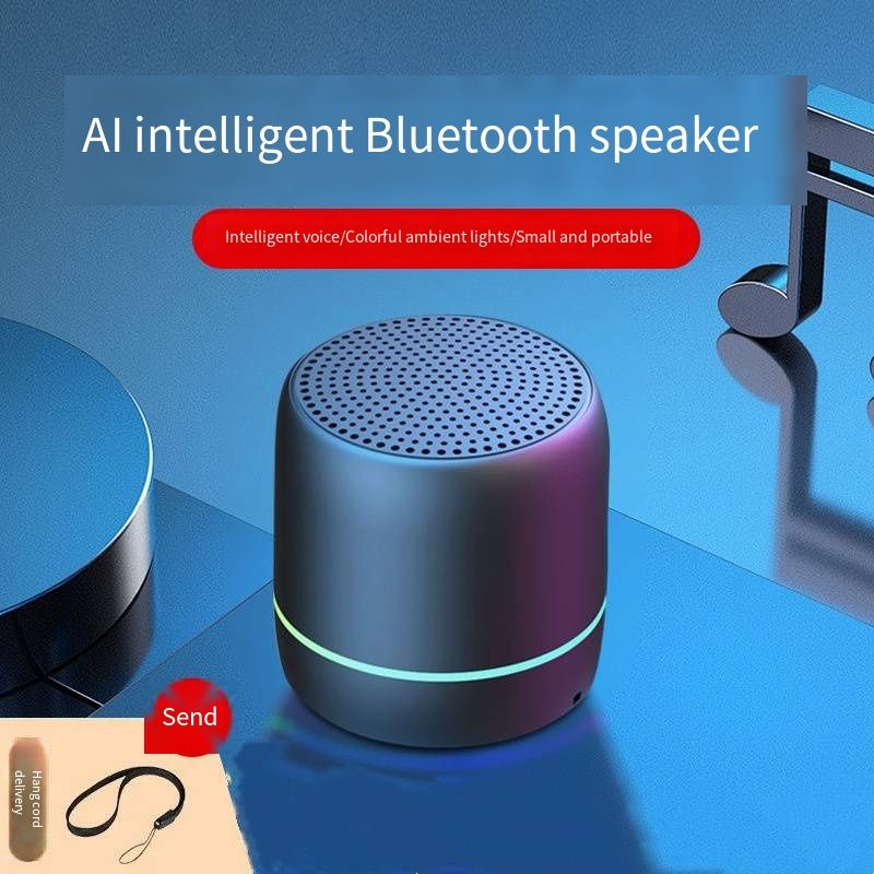 2026 New AI Smart Voice Control Bluetooth Speaker, Mini Portable Wireless Stereo Subwoofer, High Fidelity Surround Sound Music Player, Long Battery Life Waterproof Hands-Free Audio Speaker for Home Outdoor Travel