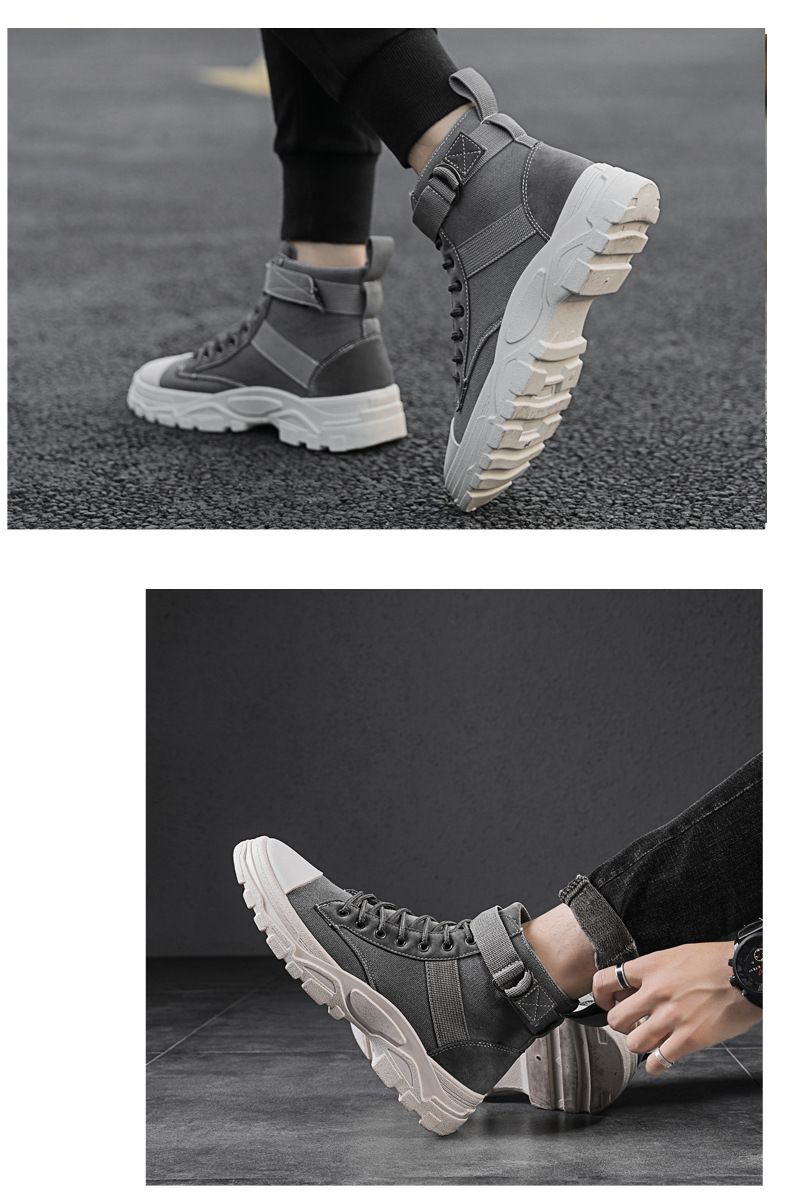2025 New men's high-top canvas Dr. Martens boots, winter Korean style trendy casual workwear boots, men's trendy shoes