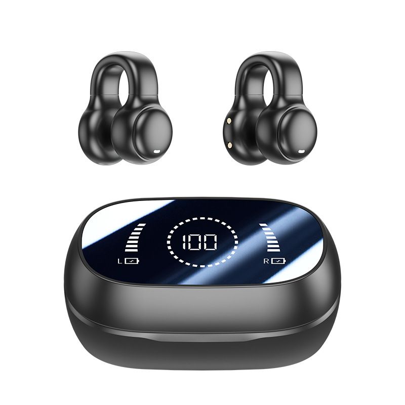 Bluetooth Earphone Wireless Bluetooth Earpods Earphone Business New Ear Clip Style Bone Conduction Bluetooth Earphones Non In Ear Sports Digital Display Long Endurance Headphones