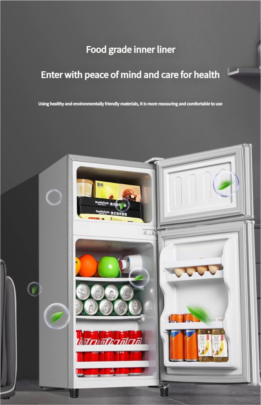 AUX small refrigerator for household use, small rental housing, dormitory, mini energy-saving and energy-saving office, rental housing, double door refrigerator