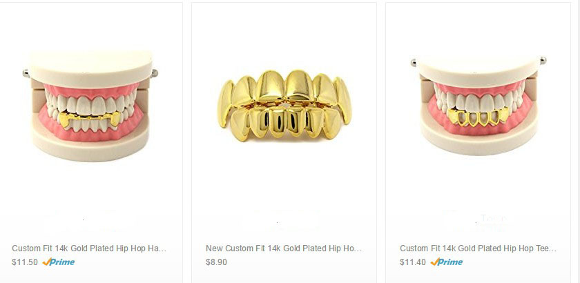 hip-hop gold braces TeethGrillz real gold electroplated braces hip-hop grillz tooth grillz