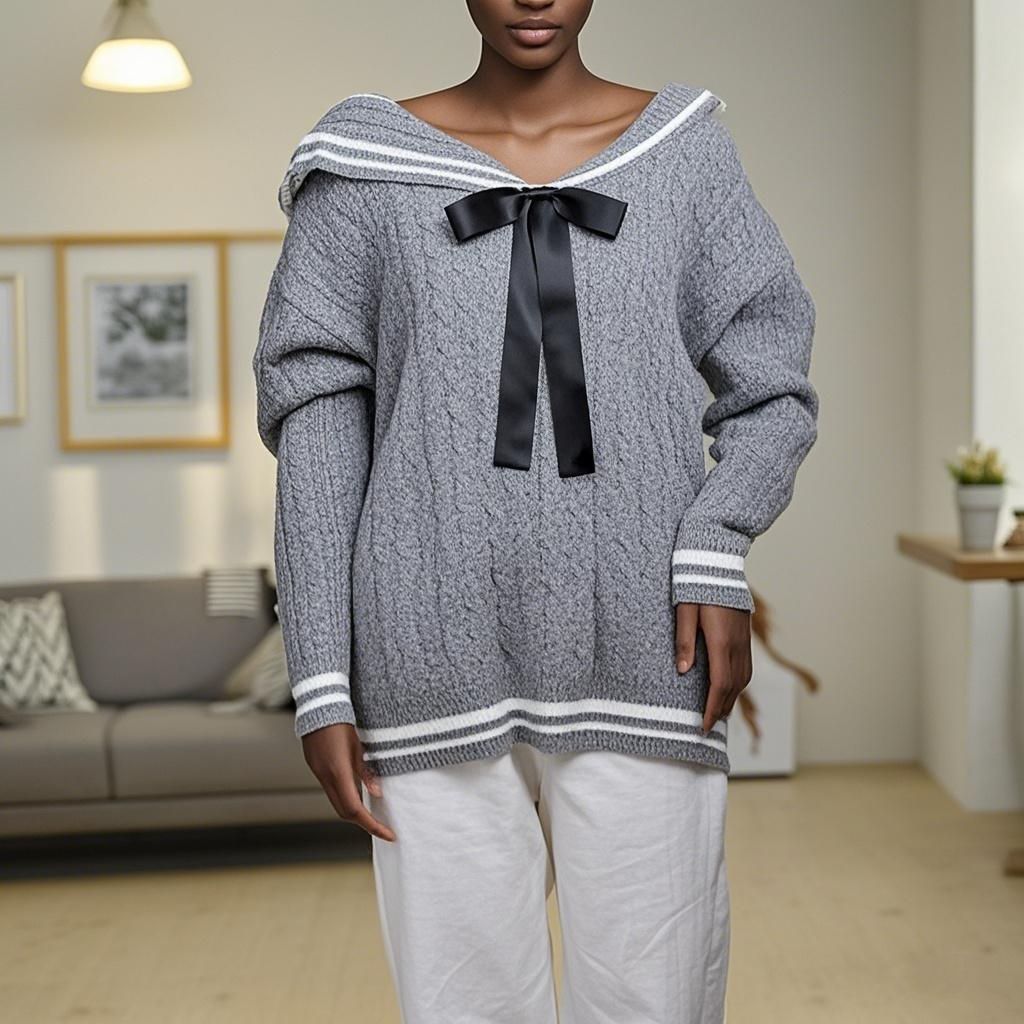 Wool knit Sweater Round Neck Women's Sweater