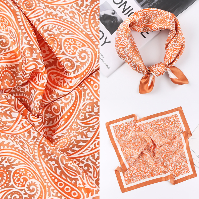 HH50-5 50*50cm Women Small Square Stain Silk Like Head Scarf Hair Wrap Scarves Night Sleeping
