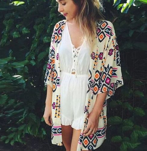 Chiffon Kaftan Open Top Shirt Beach Kimono Cover-up - Chic Aesthetic