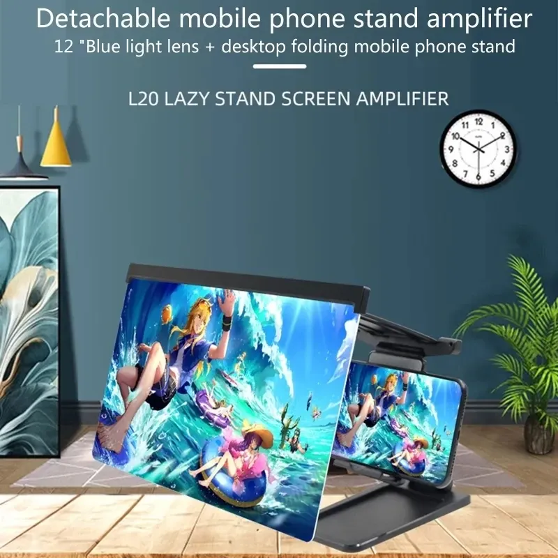 AUNONT L20 Mobile Phone Amplifier Smartphone Projector Screen Stand 3D Magnifier Loudspeaker Bracket Holder