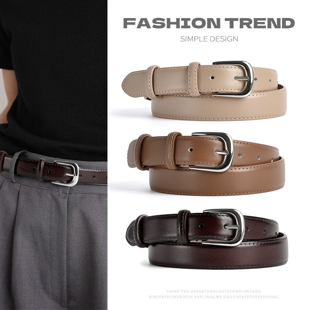 Casual Fashion Wide Leather Waist Belt, Luxury Genuine Cowhide Decorative Strap, Elegant Slim Waistband for Women Daily Commute Street Outfits