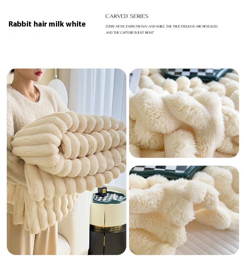 Khaki Throw Blanket for Couch - GentleSoft Cozy Soft Blankets for Women, Cute Small Rabbit Fur Fabric Throws for Girls, Off White, 150*200cm
