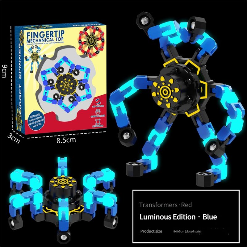 Fidget gyroscope toys luminous deformation changeable mechanical finger gyroscope decompression artifact children's spinning fun boy