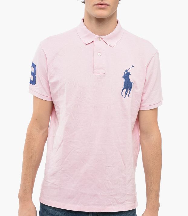 ICONIC MESH POLO SHIRT LIGHT PINK COLOUR POLO RALPH  LAUREN SHIRT SHORT SLEEVE.