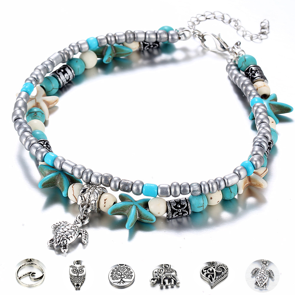 PZCC1879 Puka Shell Anklet for Women Summer Natural Cowrie Adjustable Ankle Bracelet, Handmade Boho Hawaiian Beach Seashell Jewelry for Girls