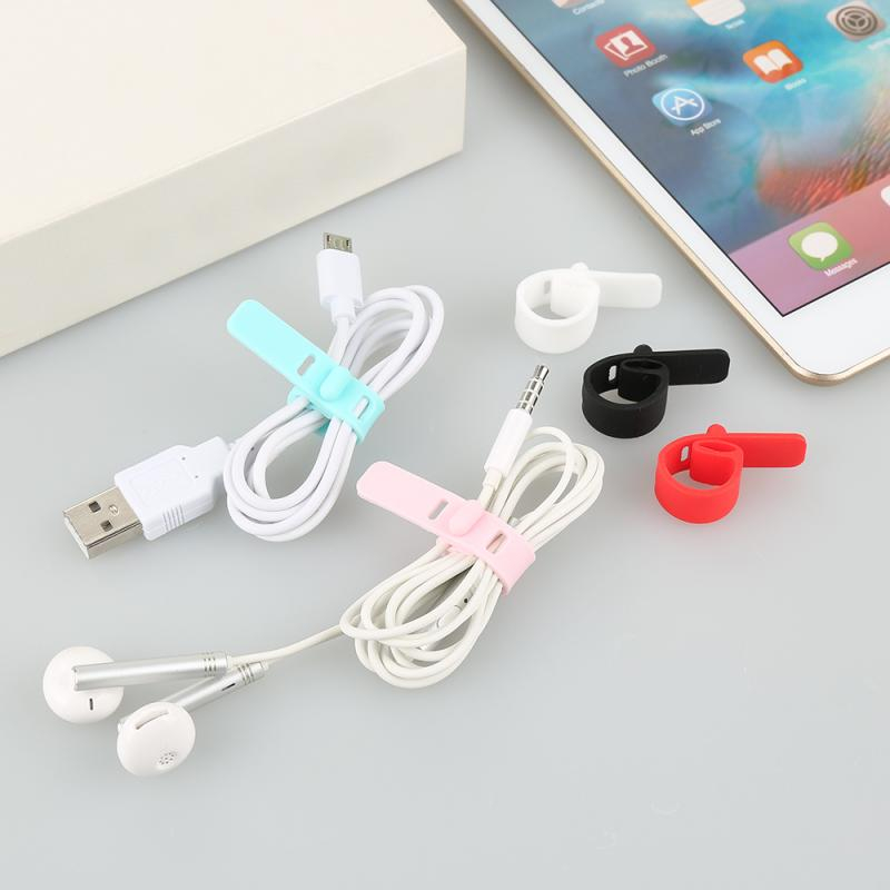 KEDOUXIN 10 packs of silicone strap cable organizer headset charging cable loss prevention strapping creative data cable storage buckle