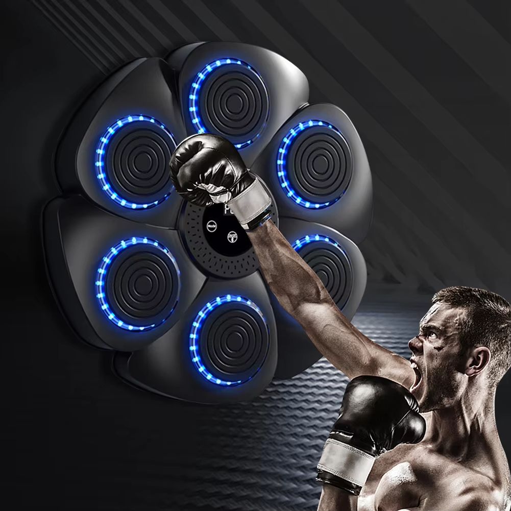 Music Boxing Machine Puncher Wall Mounted Boxing Fitness Training Punching Exercise Equipment RGB Light Indoor Sports Equipment with Gloves for Home Workout