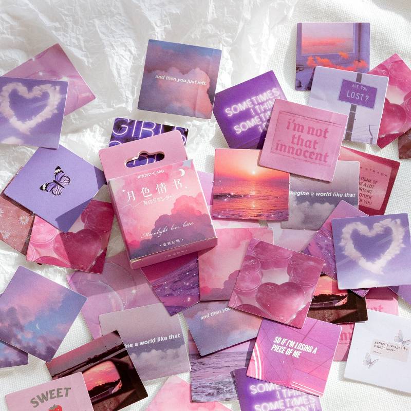 W-TZ-3830 45Pcs/Box Purple Series Stickers Aesthetic Stickers Decorative Ablum Diary Squared Paper Stickers For Children Stationery