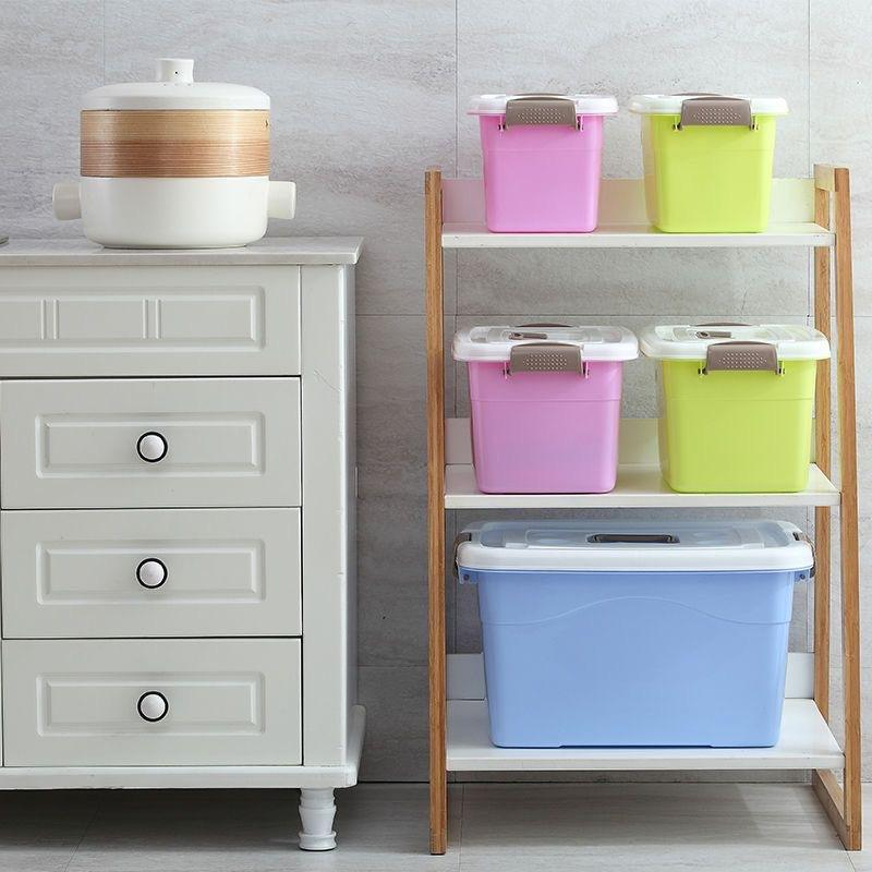 Large Capacity Plastic Storage Box, Multipurpose Stackable Storage Bin with White Latching Lid and Handle Clothes Storage Containers