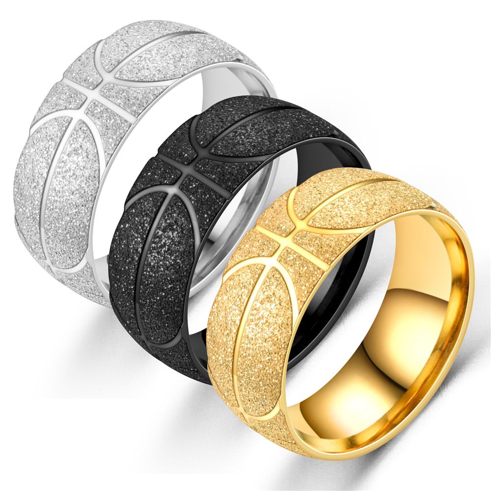 Stainless Steel Men's Ring Frosted Basketball Football Design Styling Sports Ring