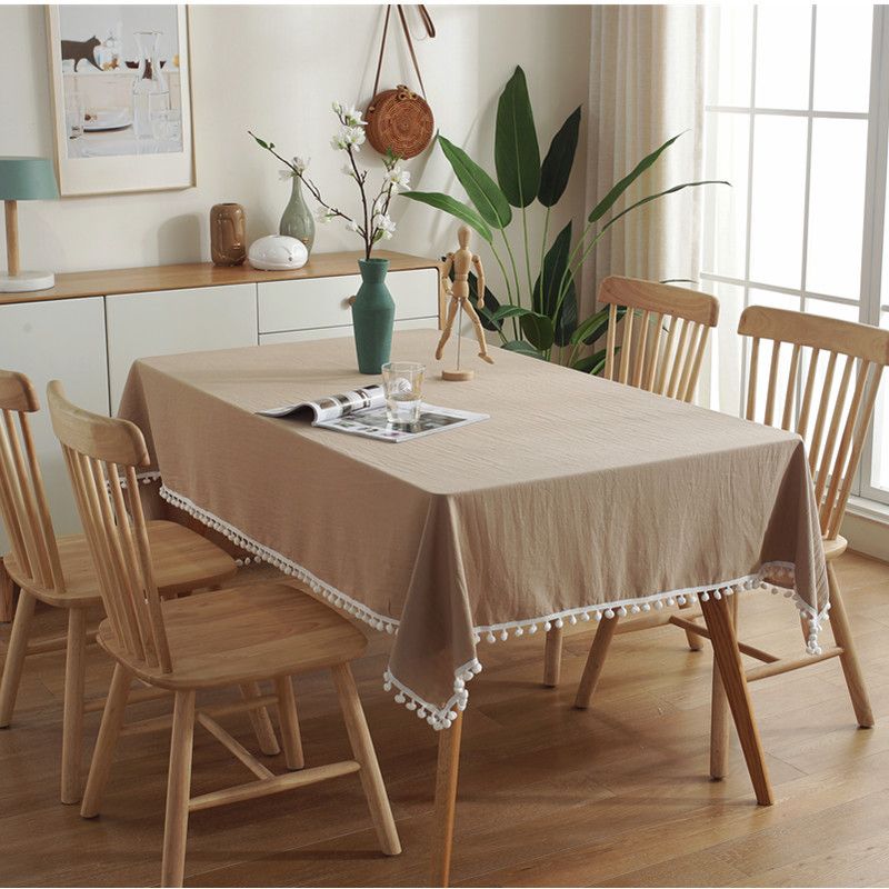LX Solid Color Furball Christmas Tablecloth Dustproof Decorative Tablecloth