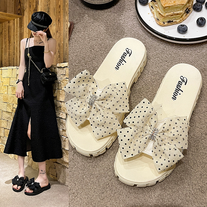 2389 Women's Bow Slippers Casual Soft-Soled Platform Beach Sandals